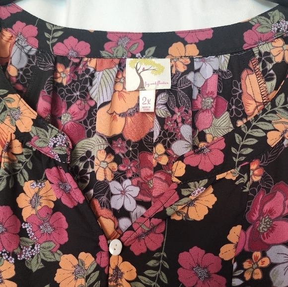 Fig and Flower Blouse 2x - Picture 3 of 6